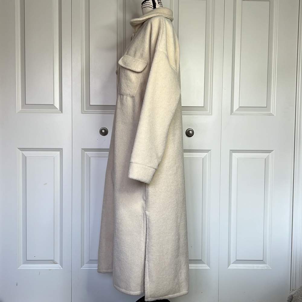 NWOT J5 Fashion Pocket The Past Longline Shirt Jacket CREAM Size S/M - Picture 9 of 14
